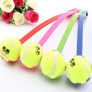 KITHOME PET 1pcs Dog Throw Tennis Ball Toy With Handle Pet Puppy Interactive Playing Toys Pets Supply- Ball Color Random