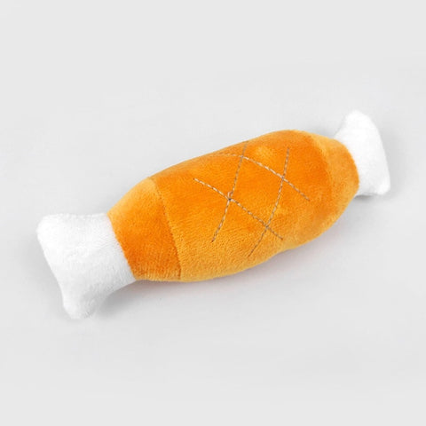 1pc Sounding Puppy Dog Chew Toy Fruit Vegetable Chicken Drum Bone Squeak Toy for Cat Pets Plush Red Pepper Eggplant Radish