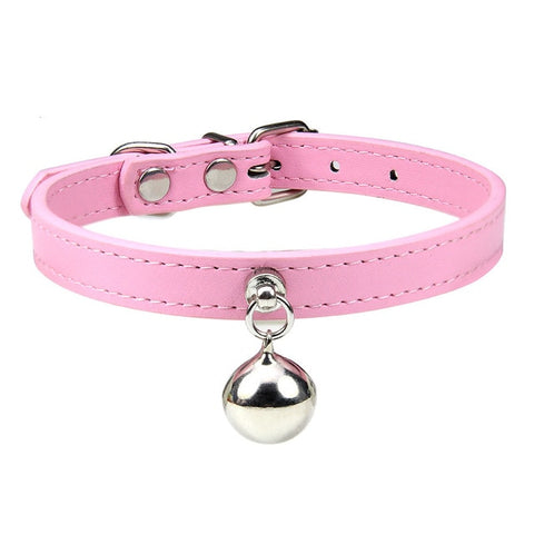 16 Colors Solid Leather Cat Collar With Bell Puppy Neck Strap Safety Kitten Collars Chihuahua Necklace Cat Accessories XS/S/M