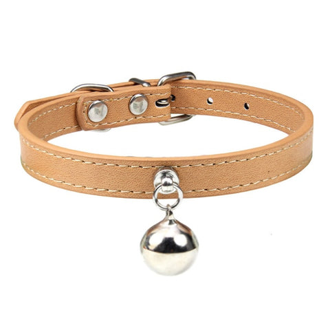 16 Colors Solid Leather Cat Collar With Bell Puppy Neck Strap Safety Kitten Collars Chihuahua Necklace Cat Accessories XS/S/M