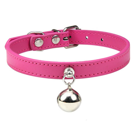 16 Colors Solid Leather Cat Collar With Bell Puppy Neck Strap Safety Kitten Collars Chihuahua Necklace Cat Accessories XS/S/M