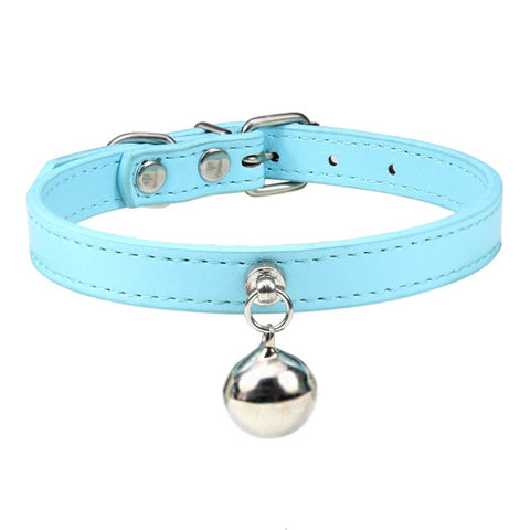 16 Colors Solid Leather Cat Collar With Bell Puppy Neck Strap Safety Kitten Collars Chihuahua Necklace Cat Accessories XS/S/M