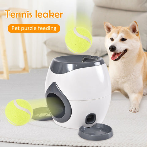 NEW Creative 2 In 1 Pet Dog Toy Interactive Automatic Ball Launcher Tennis Ball Toys And Food Dispenser For Dog Reward Game Toy