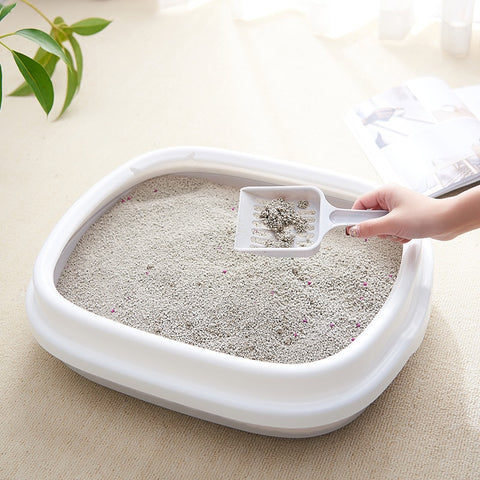 Pet Portable Cat Litter Bowl Toilet Bedpan Large Middle Size Cat Excrement Training Sand Litter Box with Scoop for Pets Kitty