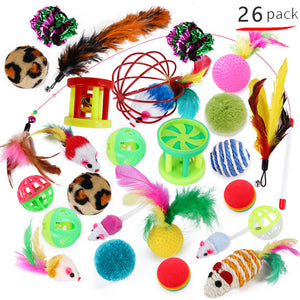 Cat Toys Set Funny Cat Stick Bell Ball Feather Toy Creative Assorted Cat Interactive Cat Play Toy for Kittens