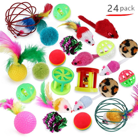 Cat Toys Set Funny Cat Stick Bell Ball Feather Toy Creative Assorted Cat Interactive Cat Play Toy for Kittens