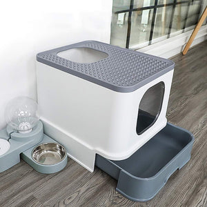 Cat Litter Box Top Entry Cat Sandbox Large Capacity Toilet Tray Closed Splash Drawer Style Tray Toilet Bedding Training