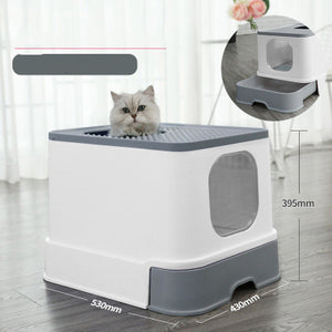 Cat Litter Box Top Entry Cat Sandbox Large Capacity Toilet Tray Closed Splash Drawer Style Tray Toilet Bedding Training