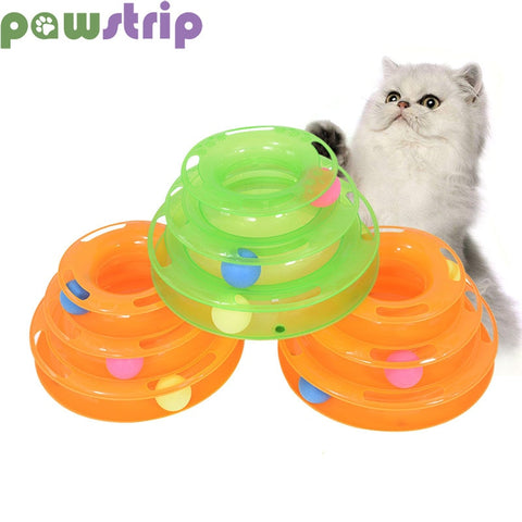 3 Levels Pet Cat Toy Funny Tower Tracks Disc Cat Tracks Toys Training Intelligence Amusement Plate Cat Ball Toys For Cats Kitten