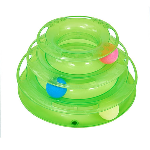 3 Levels Pet Cat Toy Funny Tower Tracks Disc Cat Tracks Toys Training Intelligence Amusement Plate Cat Ball Toys For Cats Kitten