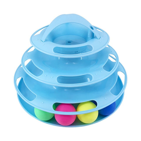 3 Levels Pet Cat Toy Funny Tower Tracks Disc Cat Tracks Toys Training Intelligence Amusement Plate Cat Ball Toys For Cats Kitten