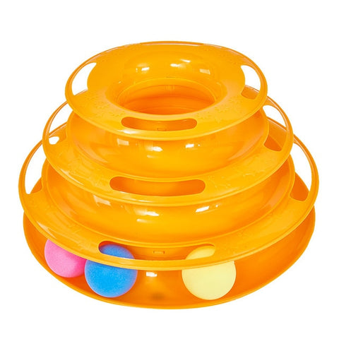 3 Levels Pet Cat Toy Funny Tower Tracks Disc Cat Tracks Toys Training Intelligence Amusement Plate Cat Ball Toys For Cats Kitten