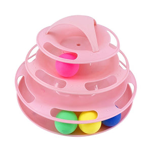 3 Levels Pet Cat Toy Funny Tower Tracks Disc Cat Tracks Toys Training Intelligence Amusement Plate Cat Ball Toys For Cats Kitten