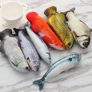 2019 Artificial Fish Plush Pet Cat Toys Dog Puppy Toy Cat Mint Catnip Toys Cute Fish Tank Aquarium Decoration