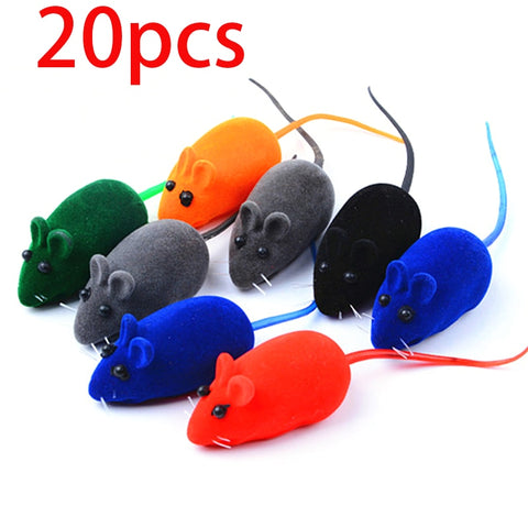 1PC Cute Cat Toy Interactive Sound Plush Rubber Vinyl Mouse Pet Cat Realistic Sound Toys Flocking Mouse Funny Cat Toys