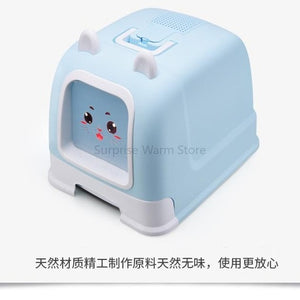 Fully enclosed litter box deodorant anti-splash large cat toilet with drawer cat ear style cat supplies