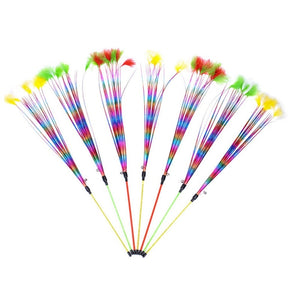 Funny Tease Cat Wand Toy Cat Colorful Pet Cat Plush Feather Toys For Cats Scratching Playing Training High Quality Pet Supplies