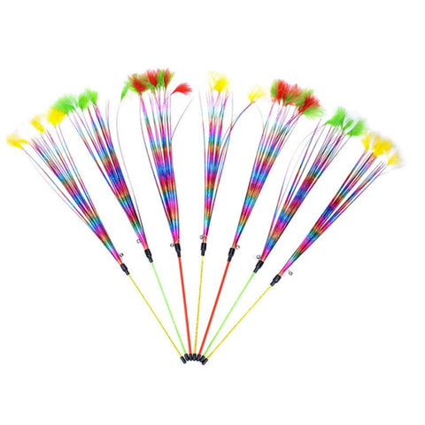 Funny Tease Cat Wand Toy Cat Colorful Pet Cat Plush Feather Toys For Cats Scratching Playing Training High Quality Pet Supplies