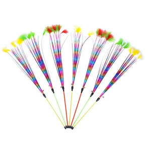 Funny Tease Cat Wand Toy Cat Colorful Pet Cat Plush Feather Toys For Cats Scratching Playing Training High Quality Pet Supplies