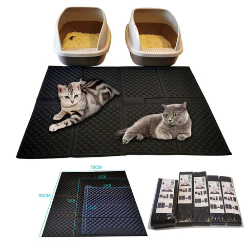 Cat Litter Mat Extra Large EVA Double Side Layer Cat Litter Trapper Waterproof Urine Proof Litter Scatter Control Cat Litter Box