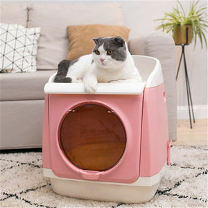 Extra Large Fully Enclosed Folding Cat Litter Box Pet Toilet Anti-splash Deodorant