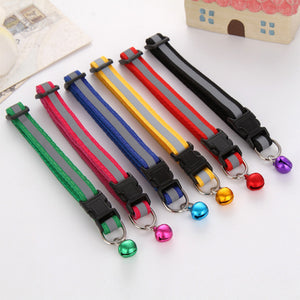 Sale Cute Dog Collar Buckle Bell Strap Adjustable strap Night Glossy Reflective Safety Pet Collar