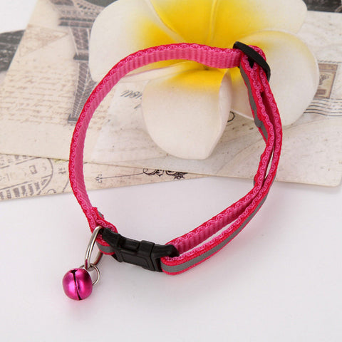 Sale Cute Dog Collar Buckle Bell Strap Adjustable strap Night Glossy Reflective Safety Pet Collar