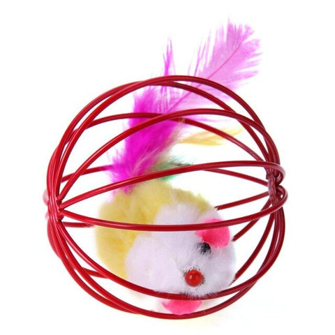6.5cm Funny Pet Kitten Cat Toys Playing Artificial Feather Mouse Rat Mice Ball Cage Pet Toys Accessories Pet Animals Products